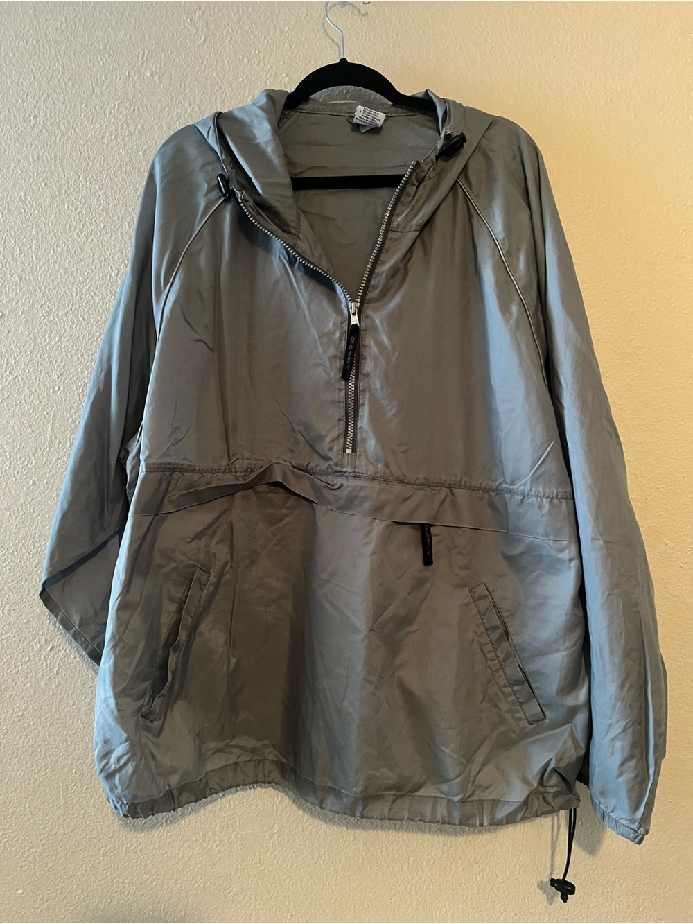 Old Navy Light Gray Hooded Pullover Windbreaker Jacket